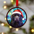 Newfoundland in Santa Hat Suncatcher Decoration